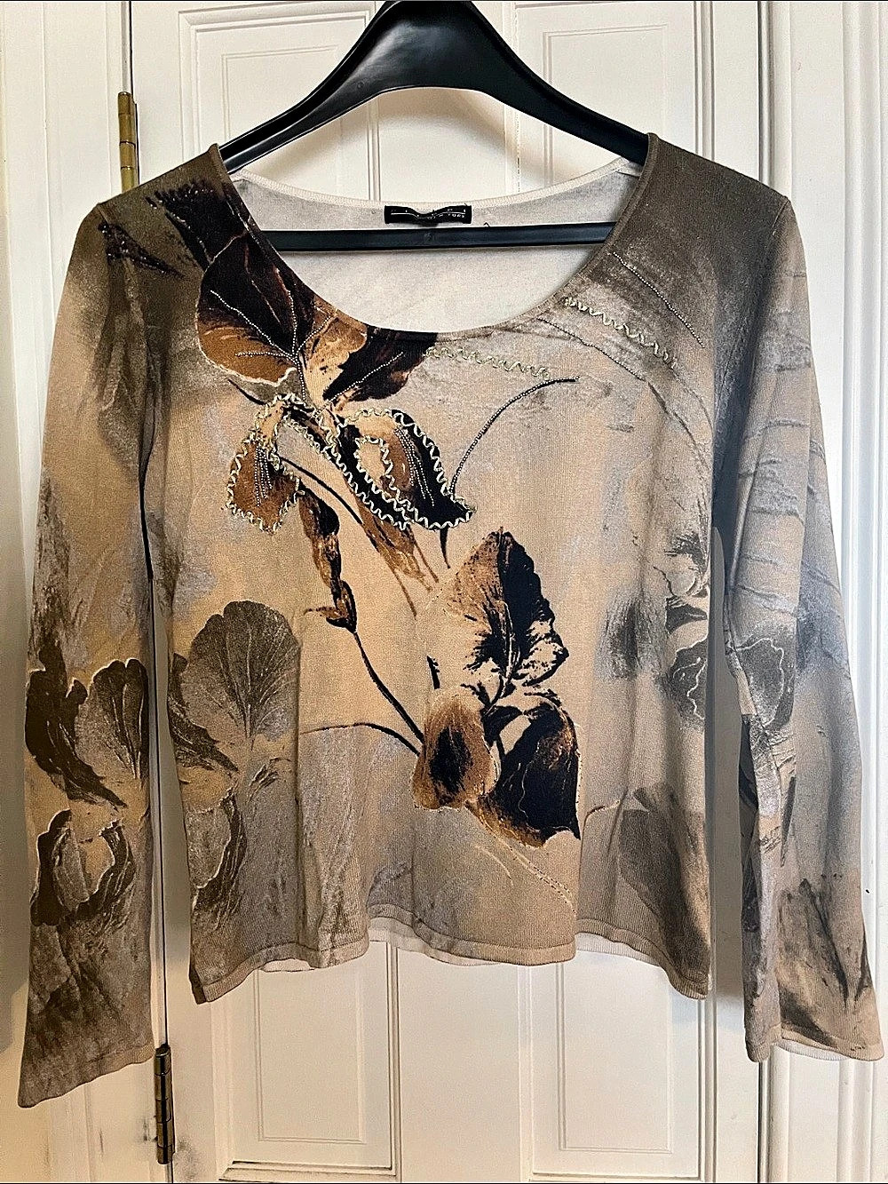 Perry New York Floral Long Sleeve Top Size Medium